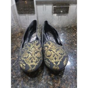 Cosmopolitan Ballet Shoes Women's Size 8.5M Black Gold Paisley Round Toe Slip On